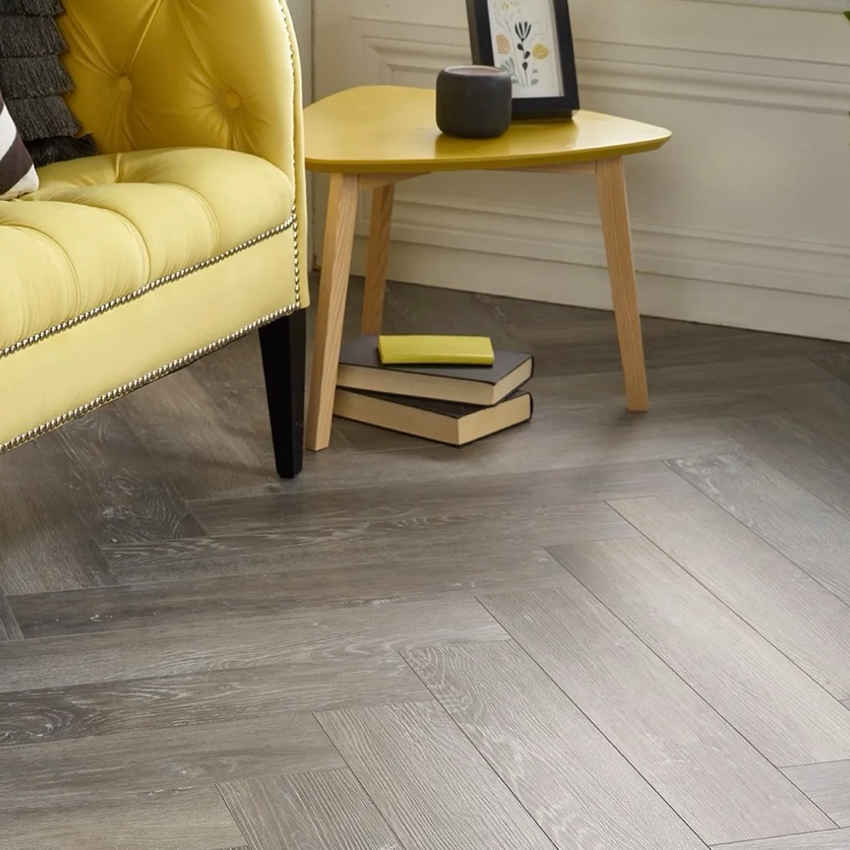 Kensington Luxury LVT Herringbone Oak Smoked Grey